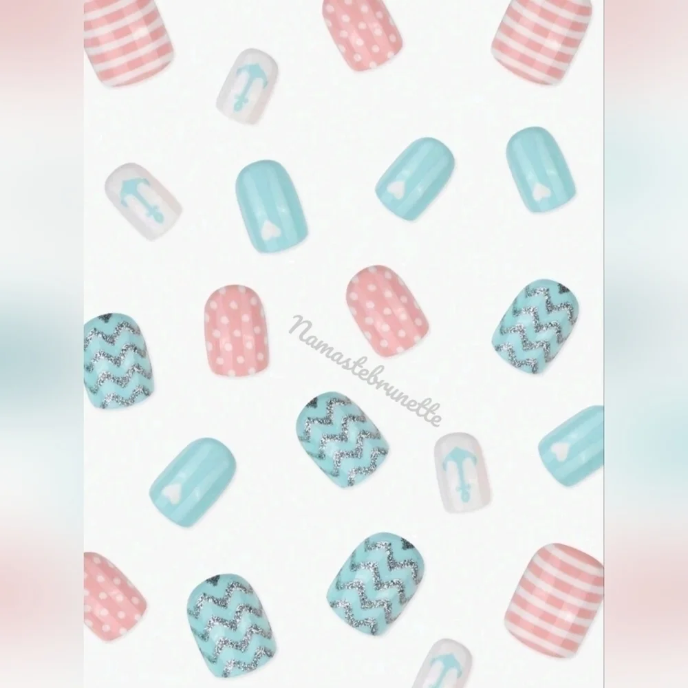 2/$16 Hearts Polka-dots Stripes Press On Nails